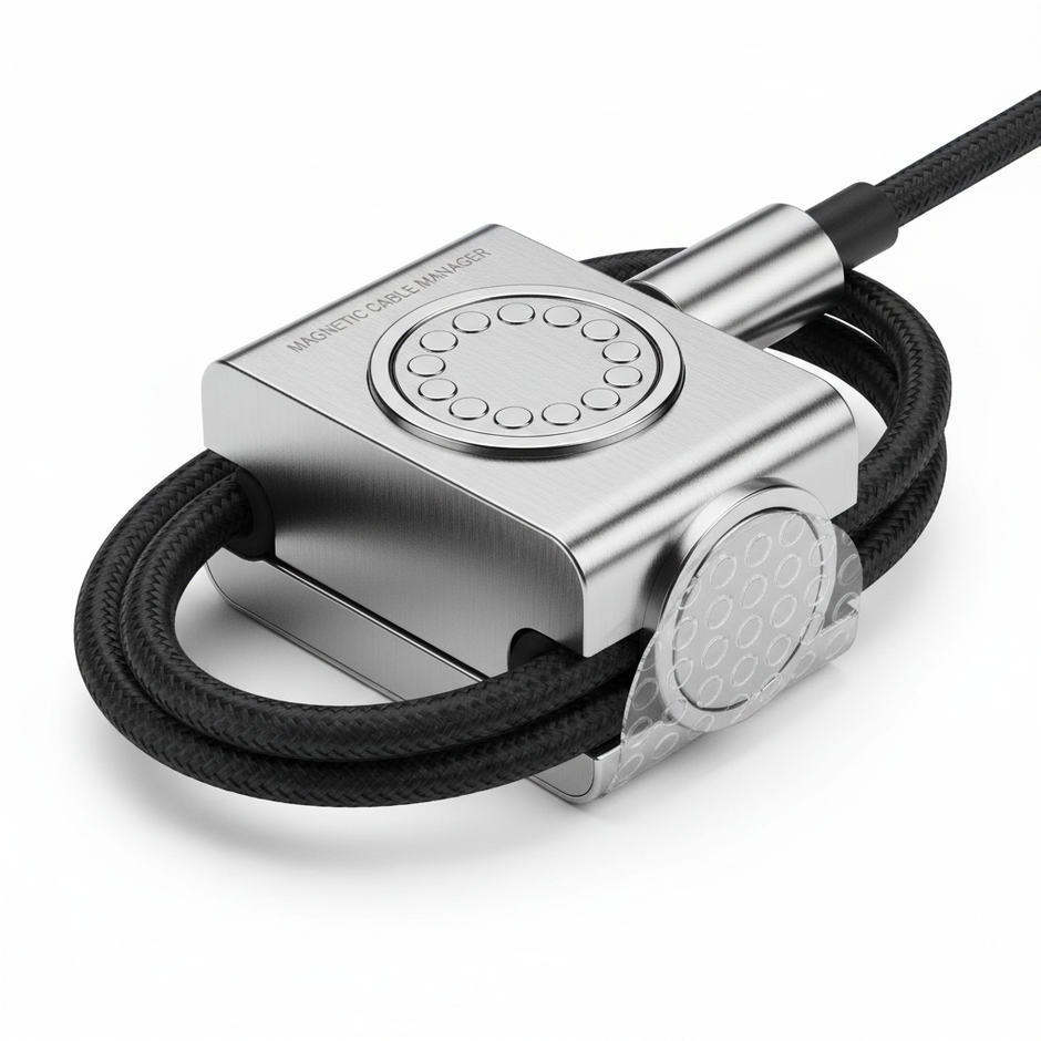 Magnetic Cable Organizers with wrapped USB-C cables for tangle- free management