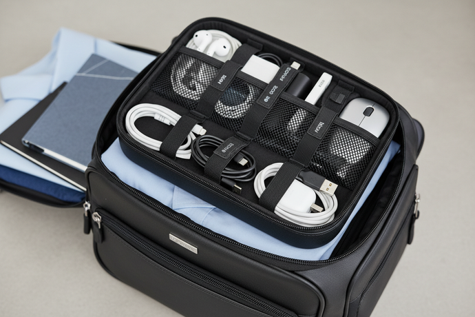 Organized bag with cable organizer